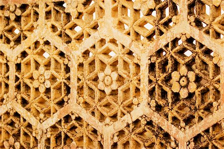 Close-up of a floral pattern on the wall in a fort, Amber Fort, Jaipur, Rajasthan, India Stock Photo - Premium Royalty-Free, Code: 625-00804869