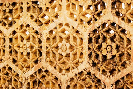 Gros plan d'un motif floral sur le mur dans un fort, Amber Fort, Jaipur, Rajasthan, Inde Photographie de stock - Premium Libres de Droits, Code: 625-00804869