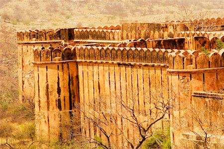 railing architecture detail - Facade of the periphery of a fort Jaigarh Fort, Jaipur, Rajasthan, India Stock Photo - Premium Royalty-Free, Code: 625-00805305