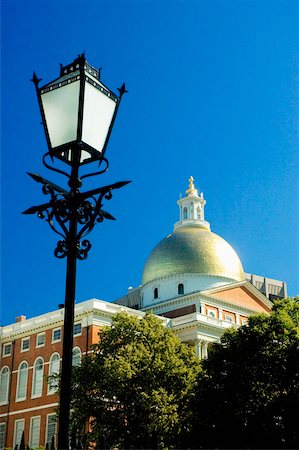 simsearch:625-00804864,k - Low angle view of a lamppost, Massachusetts State Capitol, Boston, Massachusetts, USA Stock Photo - Premium Royalty-Free, Code: 625-00805548