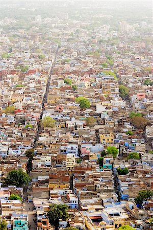 High angle view of a city, Nahargarh Fort, Jaipur, Rajasthan India Stock Photo - Premium Royalty-Free, Code: 625-00805568