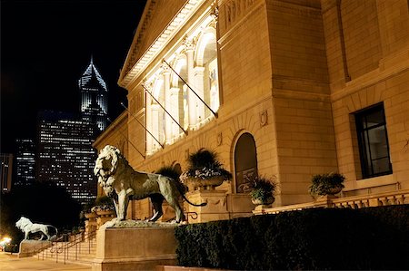 simsearch:625-00805493,k - Statue of lions in front of a building, Art Institute of Chicago, Chicago, Illinois, USA Stock Photo - Premium Royalty-Free, Code: 625-00805656