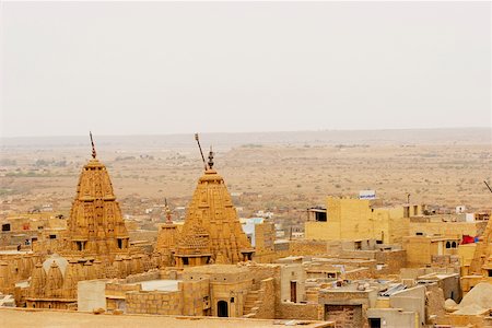 High angle view of a temple, Jain Temple, Jaisalmer, Rajasthan, India Foto de stock - Sin royalties Premium, Código: 625-00805776