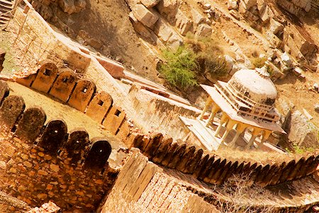 railing architecture detail - High angle view of the periphery of a fort, Jaigarh Fort, Jaipur, Rajasthan, India Stock Photo - Premium Royalty-Free, Code: 625-00805898