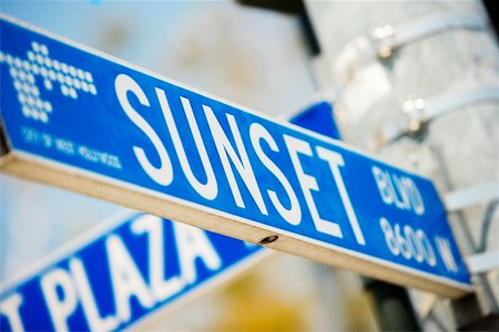 photography street signs los angeles - Low angle view of a Sunset Boulevard Sign, Los Angeles, California, USA Stock Photo - Premium Royalty-Free, Code: 625-00805957