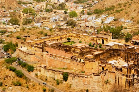 street photography in rajasthan - High angle view of a fort, Jaigarh Fort, Jaipur, Rajasthan, India Stock Photo - Premium Royalty-Free, Code: 625-00806070