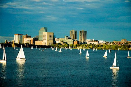 simsearch:400-04975585,k - Sailboats in a river, Charles River, Boston, Massachusetts, USA Foto de stock - Sin royalties Premium, Código: 625-00806237