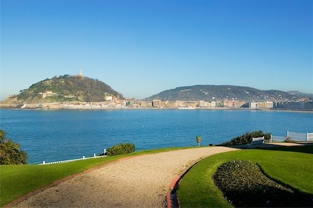empty city roads - High angle view of a path on a waterfront, Spain Stock Photo - Premium Royalty-Free, Code: 625-00806284