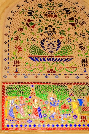 simsearch:625-00806463,k - Low angle view of an inlay pattern, Amber Fort, Jaipur, Rajasthan, India Foto de stock - Sin royalties Premium, Código: 625-00806395