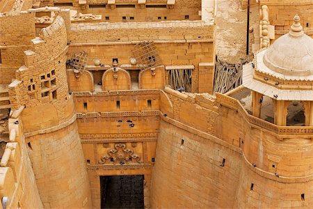 simsearch:625-00806463,k - High angle view of a fort, Jaisalmer Fort, Jaisalmer, Rajasthan, India Foto de stock - Sin royalties Premium, Código: 625-00806405