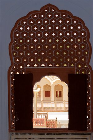 Carved window in a palace, City Palace Complex, City Palace, Jaipur, Rajasthan, India Stock Photo - Premium Royalty-Free, Code: 625-00806461
