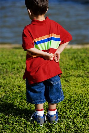 Rear view of a boy standing on a lawn Foto de stock - Sin royalties Premium, Código: 625-00800896