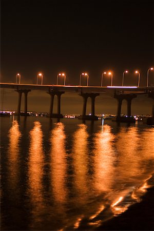 Panoramic view of a bridge at night, Coronado Bay Bridge, San Diego, California, USA Stock Photo - Premium Royalty-Free, Code: 625-00801622