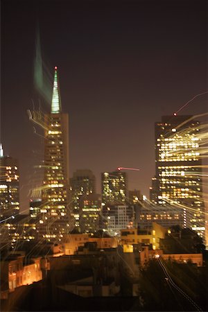 Illuminated buildings at night, California, USA Stock Photo - Premium Royalty-Free, Code: 625-00801710