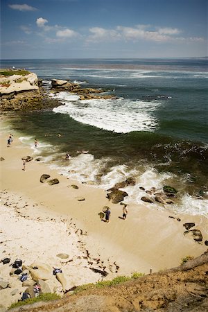 Erhöhte Ansicht von Menschen am Strand, La Jolla Riffe, San Diego, Kalifornien, USA Stockbilder - Premium RF Lizenzfrei, Bildnummer: 625-00802051