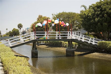 Bridge running over a canal, Venice, Los Angeles, California, USA Stock Photo - Premium Royalty-Free, Code: 625-00802146