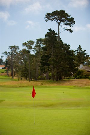 Golf flag in a golf course Foto de stock - Sin royalties Premium, Código: 625-00802259