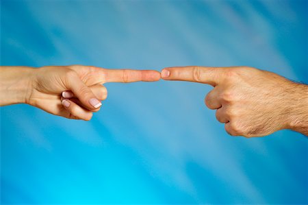 Gros plan d'un homme et finger conseils une femme touchant Photographie de stock - Premium Libres de Droits, Code: 625-00802489