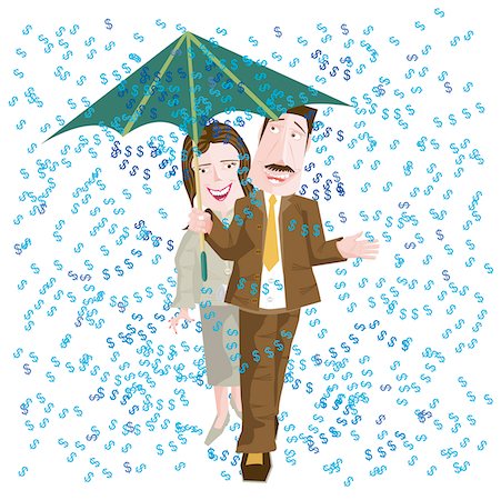 simsearch:625-00835899,k - Businessman and businesswoman holding an umbrella Stock Photo - Premium Royalty-Free, Code: 625-00803509