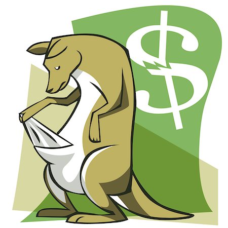 simsearch:625-00835899,k - Close-up of a kangaroo looking down with a dollar sign in the background Stock Photo - Premium Royalty-Free, Code: 625-00835898