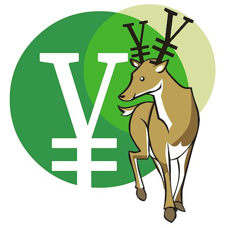 simsearch:625-00835899,k - Close-up of a deer with the Yen sign Stock Photo - Premium Royalty-Free, Code: 625-00835902