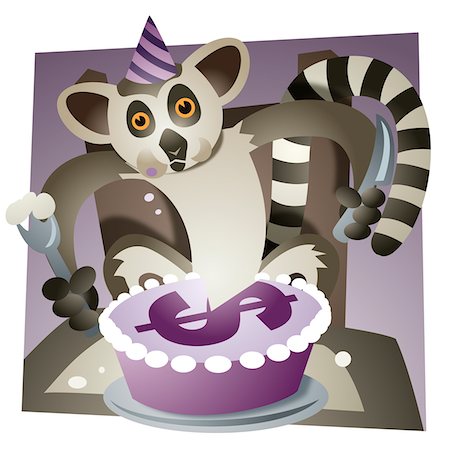 simsearch:625-00835904,k - Close-up of a raccoon eating a birthday cake Fotografie stock - Premium Royalty-Free, Codice: 625-00835914