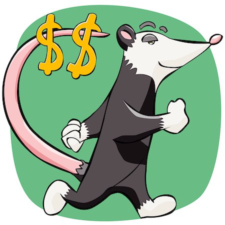simsearch:625-00835904,k - Side profile of a mouse walking with dollar signs hanging on its tail Fotografie stock - Premium Royalty-Free, Codice: 625-00835920
