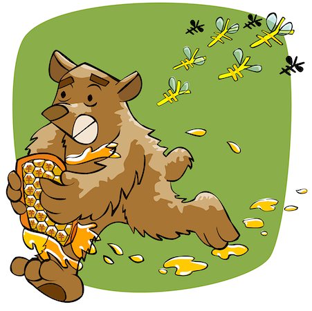 Close-up of a bear running with a jar of honey Foto de stock - Sin royalties Premium, Código: 625-00835922