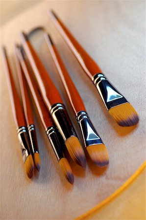 High angle view of paintbrushes Stock Photo - Premium Royalty-Free, Code: 625-00836567