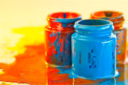simsearch:625-00836542,k - Close-up of three bottles of paint Stock Photo - Premium Royalty-Free, Code: 625-00836617