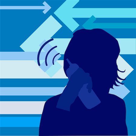 Silhouette of a woman talking on a cordless telephone Foto de stock - Sin royalties Premium, Código: 625-00837314