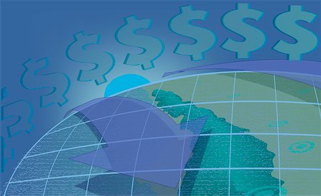 simsearch:625-00835899,k - Dollar signs on a globe Stock Photo - Premium Royalty-Free, Code: 625-00839601