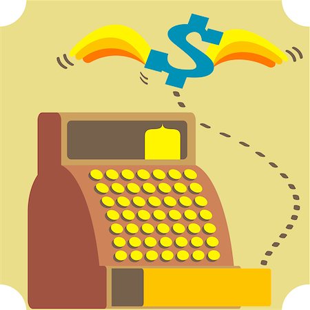 simsearch:625-00835899,k - Dollar sign flying over a cash register Stock Photo - Premium Royalty-Free, Code: 625-00839753