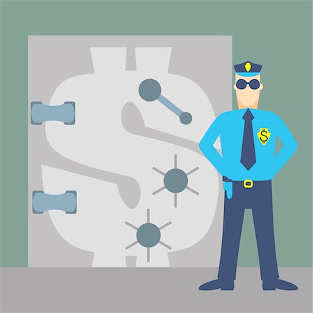 security guard one person - Security guard standing in front of a dollar sign Stock Photo - Premium Royalty-Free, Code: 625-00839765