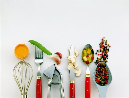 High angle view of kitchen tools Stock Photo - Premium Royalty-Free, Code: 625-00849468