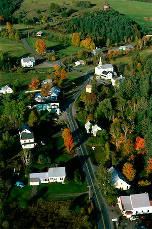 Aerial view of West Barnet, Vermont showing fall foliage Stock Photo - Premium Royalty-Free, Code: 625-00840386