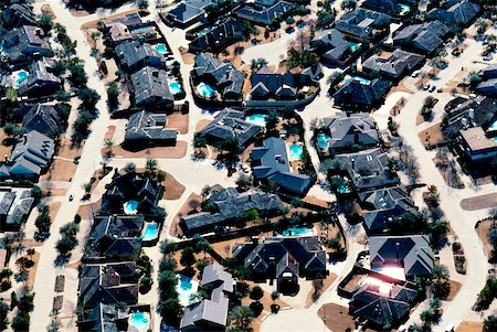 simsearch:625-00840375,k - Aerial view of housing in Dallas Area Foto de stock - Royalty Free Premium, Número: 625-00840390