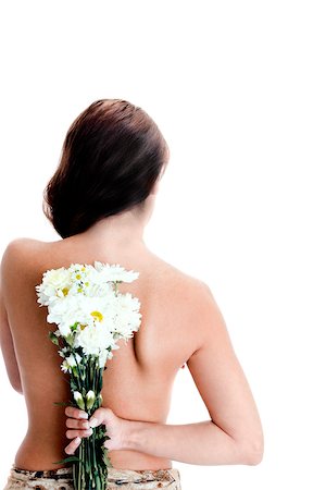 simsearch:640-03257328,k - Vue arrière d'une jeune femme se cachant un bouquet de fleurs derrière son dos Photographie de stock - Premium Libres de Droits, Code: 625-00841252