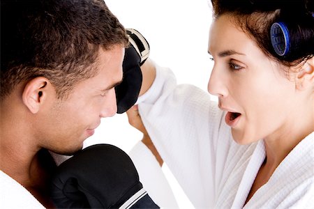 simsearch:625-00838657,k - Close-up of a young couple sparring Stock Photo - Premium Royalty-Free, Code: 625-00850351