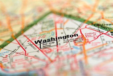 simsearch:625-00898537,k - Close-up of the map of Washington DC Stock Photo - Premium Royalty-Free, Code: 625-00898532
