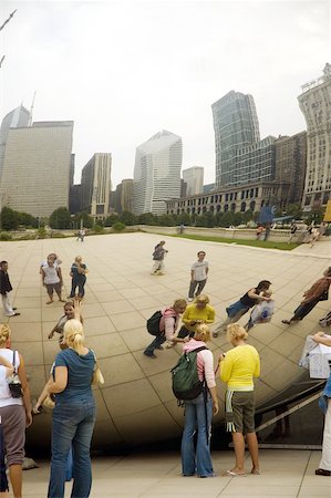 Reflection of a group of people standing in front of buildings, Chicago, Illinois, USA Stock Photo - Premium Royalty-Free, Code: 625-00898930