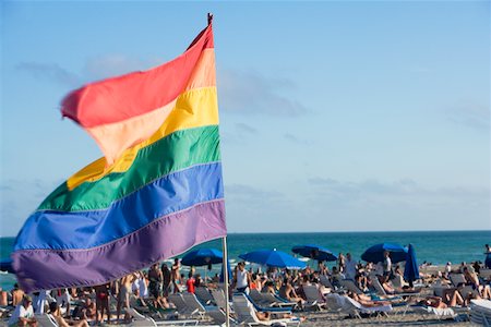 rainbow flag - Close-up of a flag fluttering on the beach, South Beach, Miami, Florida, USA Stock Photo - Premium Royalty-Free, Code: 625-00903150