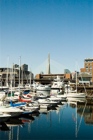 Boats docked at the harbor, Boston, Massachusetts, USA Foto de stock - Royalty Free Premium, Número: 625-00903295