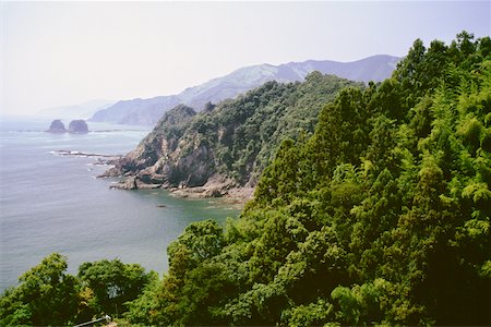 High angle view of a coastline, Kochi, Shikoku, Japan Foto de stock - Sin royalties Premium, Código: 625-00903668