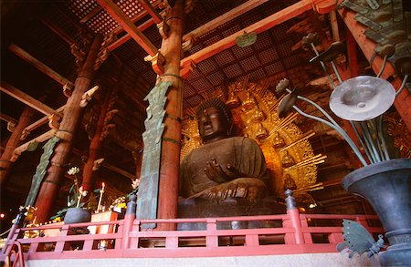 Low angle view of the statue of Buddha, Todaji Temple, Nara, Japan Stock Photo - Premium Royalty-Free, Code: 625-00903663