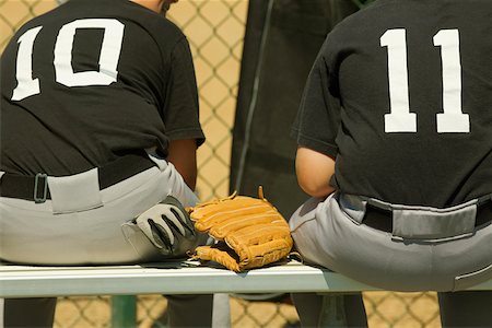 simsearch:625-01038259,k - Rear view of two baseball players sitting on a bench Stock Photo - Premium Royalty-Free, Code: 625-01038312