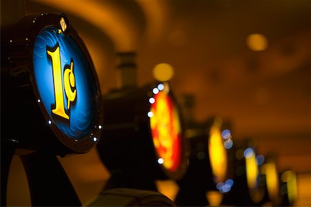 Close-up of signs of slot machines in a casino, Las Vegas, Nevada, USA Stock Photo - Premium Royalty-Free, Code: 625-01040216