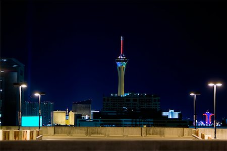 simsearch:625-00903728,k - High section view of a tower, Stratosphere Hotel and Casino, Las Vegas, Nevada, USA Stock Photo - Premium Royalty-Free, Code: 625-01040300