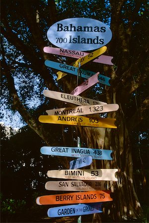 Colorful signboards at International Bazaar, Freeport, Grand Bahamas, Bahamas Foto de stock - Sin royalties Premium, Código: 625-01040328