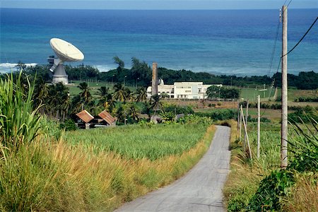 simsearch:625-01041167,k - A road passing through lush meadows with a satellite dish at a side, Barbados, Caribbean Stock Photo - Premium Royalty-Free, Code: 625-01040399